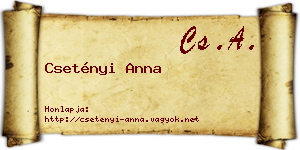 Csetényi Anna névjegykártya