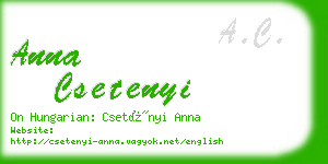 anna csetenyi business card